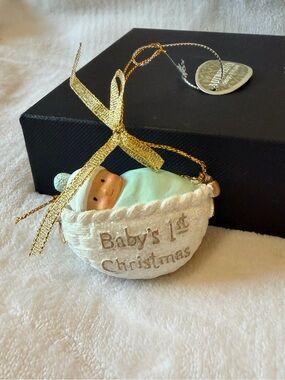 Baby's 1st Christmas Ornament - Cream & Light Blue